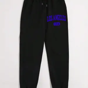 Letter Graphic Drawstring Waist 4 Mevsim Eşofman