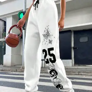 Letter Graphic Drawstring Waist 4 Mevsim Eşofman