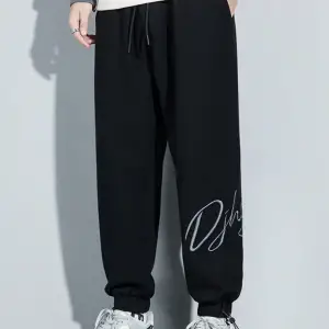 Letter Graphic Drawstring Waist Pants