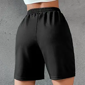 Letter Graphic Drawstring Waist Şort