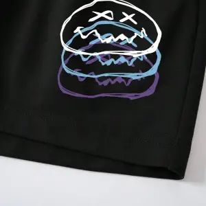 Letter Graphic Drawstring Waist Şort