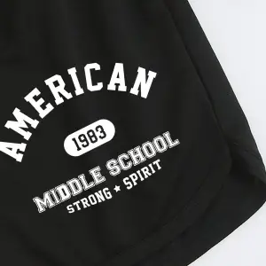 Letter Graphic Drawstring Waist Track Şort