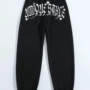 Letter Graphic Elastic Waist 4 Mevsim Eşofman