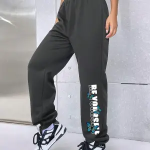 Letter Graphic Elastic Waist 4 Mevsim Eşofman