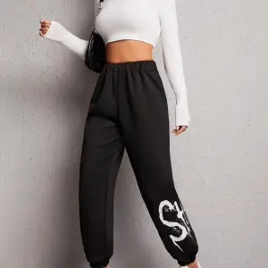 Letter Graphic Elastic Waist 4 Mevsim Eşofman