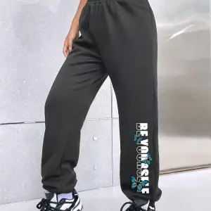 Letter Graphic Elastic Waist 4 Mevsim Eşofman