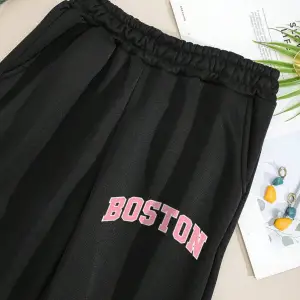 Letter Graphic Elastic Waist 4 Mevsim Eşofman