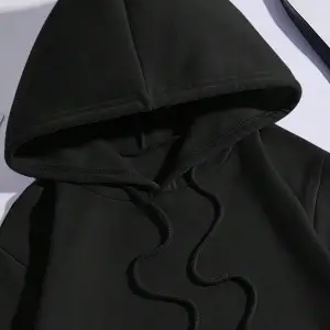 Letter Graphic Kangaroo Pocket Drawstring Lined Hoodie Siyah