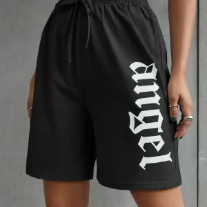 Letter Graphic Knot Waist Track Şort