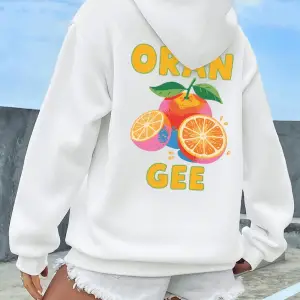 Lezzetli Bir Turuncu Baskılar İstiyorsunuz Hoodie Kadın Rahat Gevşek Kazak Kış Polar Sıcak Ka