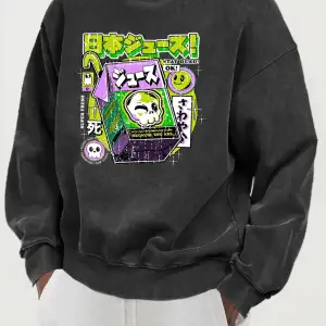 Lezzetli Japon İçme Tarzı Erkek Pamuklu Kazaklar Günlük Yıkanmış Sweatshirt Büyük Beden Kar Y