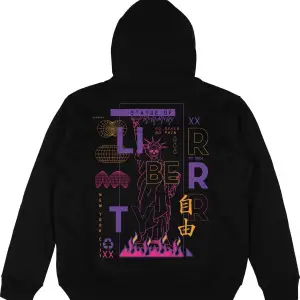 Liberta Siyah Oversize Unisex Kapüşonlu Sweatshirt Hoodie