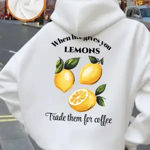 Life Gives Lemons Trade Got Coffee Baskılı Kapüşonlu Üstler Kadınlar İçin Basit Bol Sweatshir