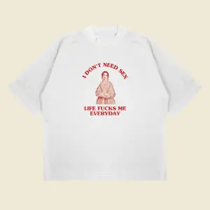 Lifefucksmeeveryday Baskılı Oversize Unisex Pamuklu Nefes Alan Kalın Kumaşlı
