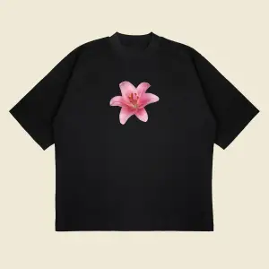 Lillium Baskılı Oversize Unisex Pamuklu Nefes Alan Kalın Kumaşlı