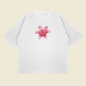 Lillium Baskılı Oversize Unisex Pamuklu Nefes Alan Kalın Kumaşlı