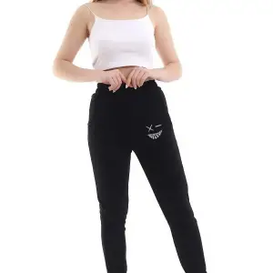 Lion Company Baskılı Siyah Paçası Lastikli Eşofman Unisex ESF01