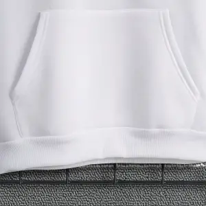 Lip Print Kangaroo Pocket Drawstring Hoodie Beyaz