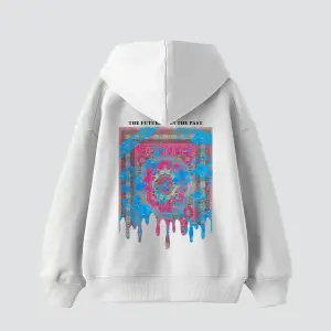 Liquid Rug Baskılı Oversize Unisex Beyaz