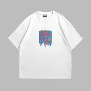 Liquid Rug Baskılı Oversize Unisex Beyaz