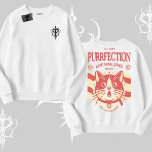 Live Nine Lives Kedi Tasarımlı Biskilet Sweatshirt