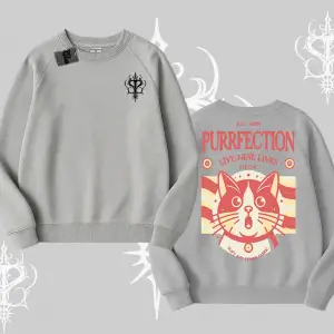 Live Nine Lives Kedi Tasarımlı Biskilet Sweatshirt