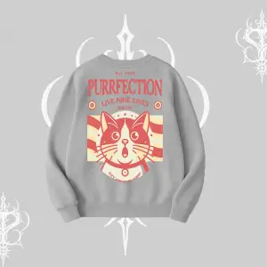 Live Nine Lives Kedi Tasarımlı Biskilet Sweatshirt