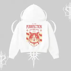 Live Nine Lives Kedi Tasarımlı Kapşonlu Crop Sweatshirt