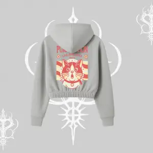 Live Nine Lives Kedi Tasarımlı Kapşonlu Crop Sweatshirt