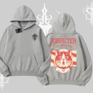 Live Nine Lives Kedi Tasarımlı Kapşonlu Sweatshirt