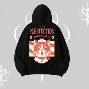 Live Nine Lives Kedi Tasarımlı Kapşonlu Sweatshirt