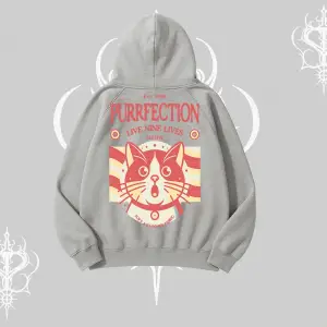 Live Nine Lives Kedi Tasarımlı Kapşonlu Sweatshirt