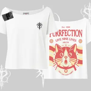 Live Nine Lives Kedi Tasarımlı Kayık Yaka Tshirt