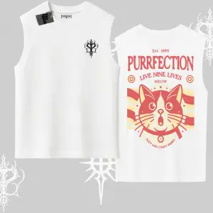 Live Nine Lives Kedi Tasarımlı Kolsuz Tshirt