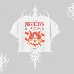 Live Nine Lives Kedi Tasarımlı Oversize Crop Tshirt