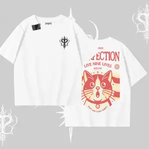 Live Nine Lives Kedi Tasarımlı Oversize Tshirt