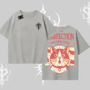 Live Nine Lives Kedi Tasarımlı Oversize Tshirt