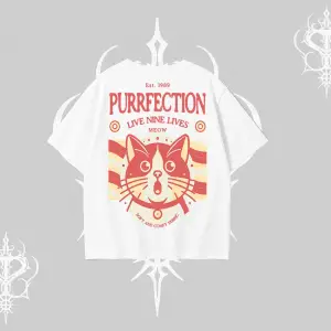 Live Nine Lives Kedi Tasarımlı Oversize Tshirt