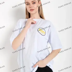 Logo Baskılı Beyaz Tişört