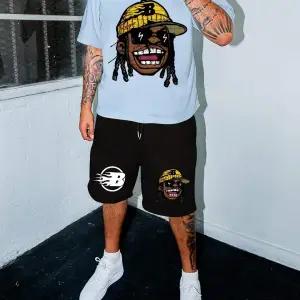 Lonblece 2li Erkek Karikatür Baskılı Kısa Kollu Tişört Şort Takımı