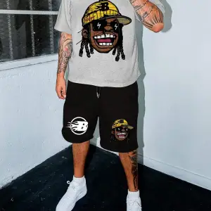 Lonblece 2li Erkek Karikatür Baskılı Kısa Kollu Tişört Şort Takımı