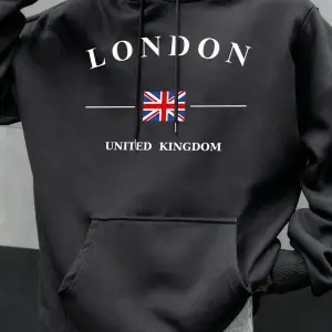 Londra Birleşik Krallık Bayrağı Baskılı Kapüşonlular Erkekler Moda Sonbahar Hoody Rahat Polar