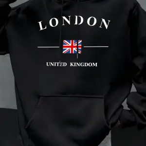Londra Birleşik Krallık Bayrağı Baskılı Kapüşonlular Erkekler Moda Sonbahar Hoody Rahat Polar