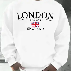 Londra İngiltere Bayrağı Baskı Kazak Erkekler Için Sonbahar Gevşek Gündelik Giyim Hipster Yum