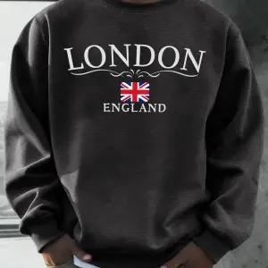 Londra İngiltere Bayrağı Baskı Kazak Erkekler Için Sonbahar Gevşek Gündelik Giyim Hipster Yum