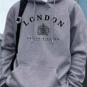 Londra İngiltere Kraliyet Rozeti Baskı Erkek Kapüşonlular Sonbahar Polar Sıcak Tişörtü Rahat