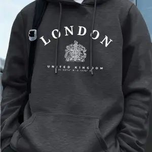 Londra İngiltere Kraliyet Rozeti Baskı Erkek Kapüşonlular Sonbahar Polar Sıcak Tişörtü Rahat