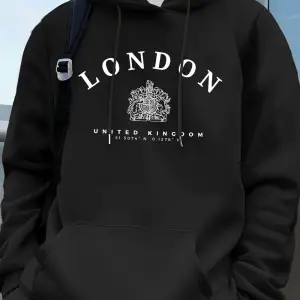 Londra İngiltere Kraliyet Rozeti Baskı Erkek Kapüşonlular Sonbahar Polar Sıcak Tişörtü Rahat