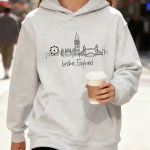 Londra İngiltere Mektup Baskılar Pamuk Kapüşonlular Kadın Koşu Cep Kazak Sportif Gevşek Kazak