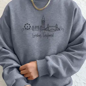 Londra İngiltere Mektup Sadelik Baskı Erkekler Kapşonlu Rahat Yumuşak Tişörtü Moda Temel Giys